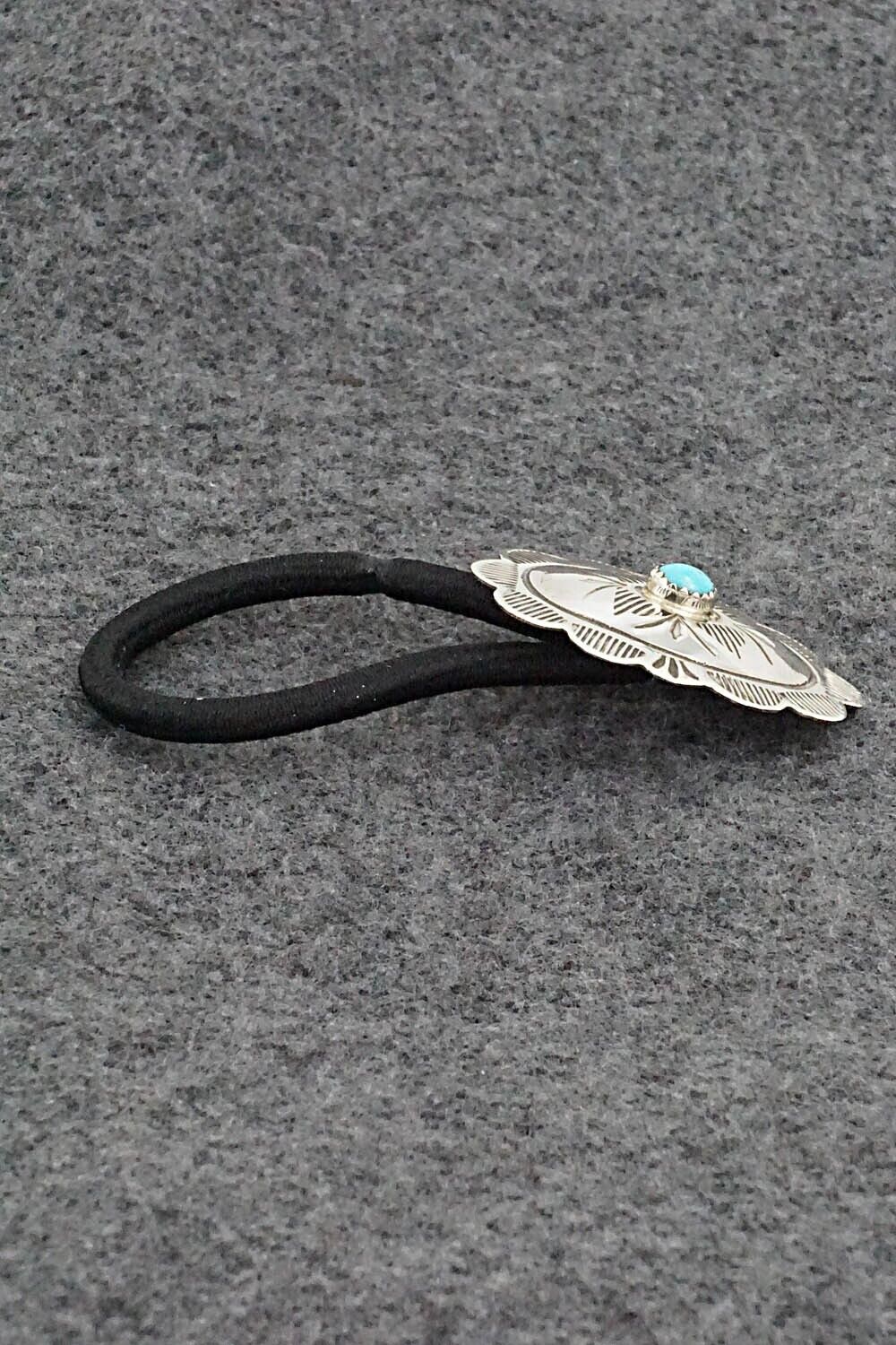 Turquoise & Sterling Silver Hair Tie - Bertha Begay