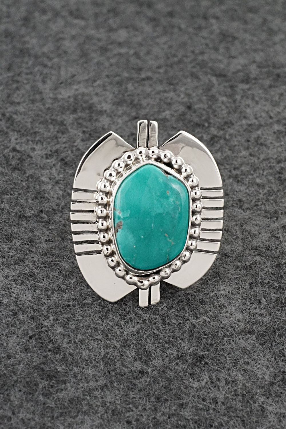 Turquoise & Sterling Silver Ring - Randy Billy - Size 9 Adj.