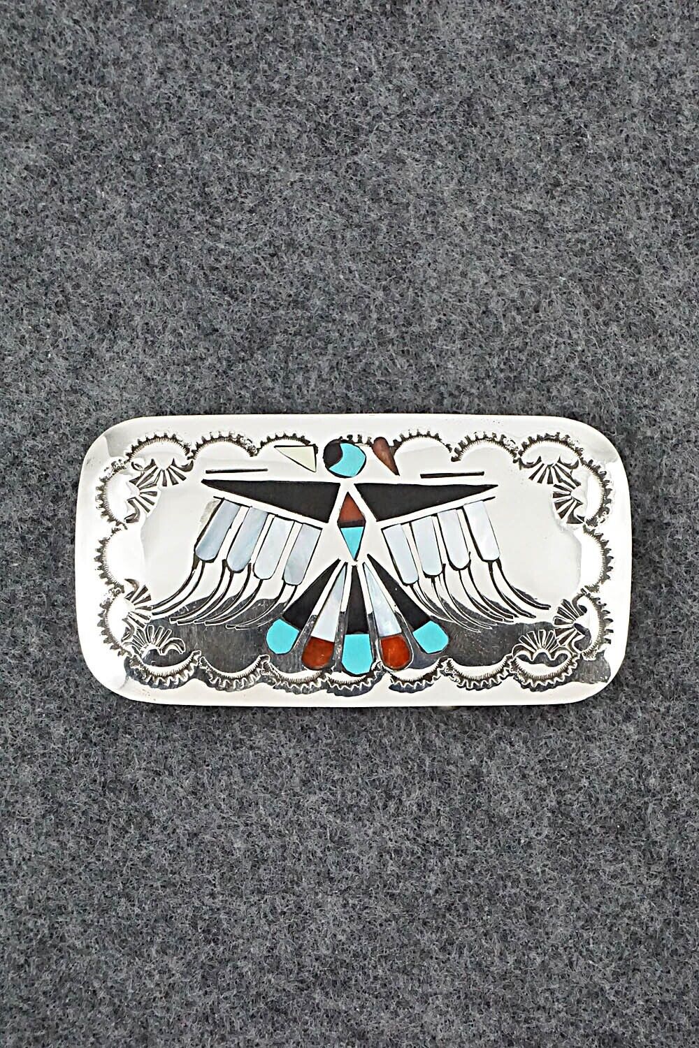 Multi Stone & Sterling Silver Bolo Tie & Belt Buckle Set - Gladys Lamy