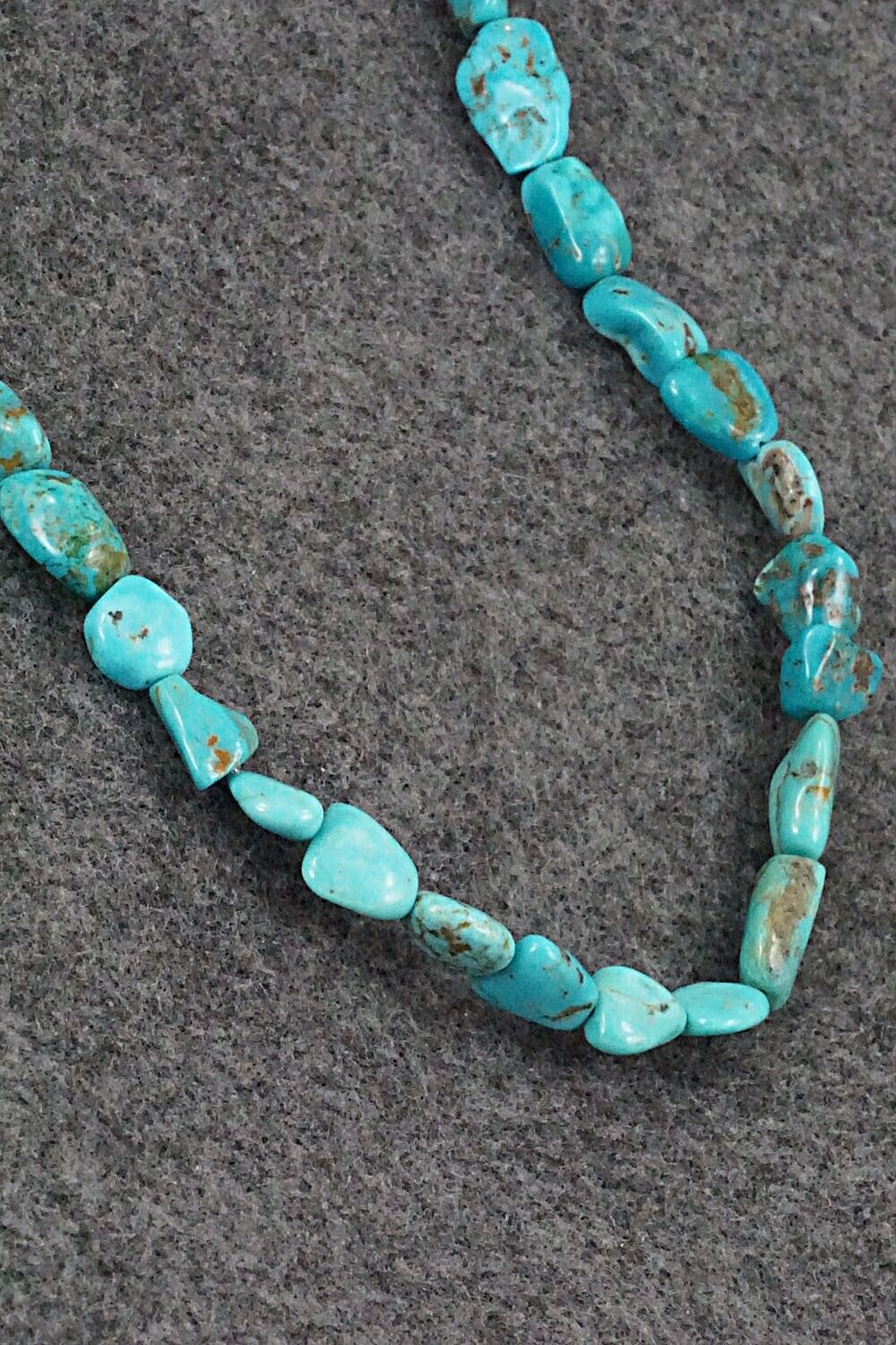 Turquoise & Sterling Silver Necklace 49" - Doreen Jake