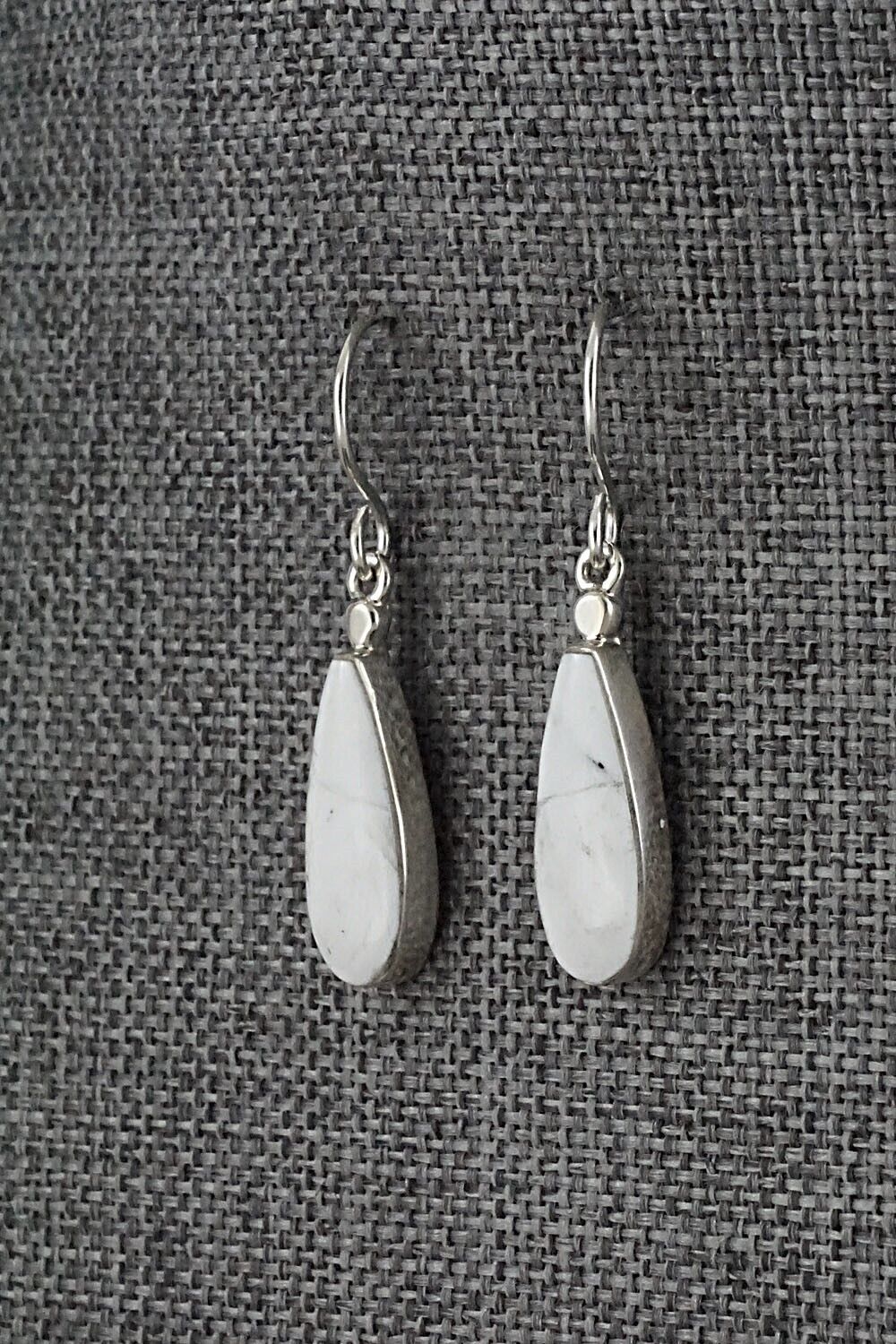 White Buffalo & Sterling Silver Earrings - Kenneth Bitsie
