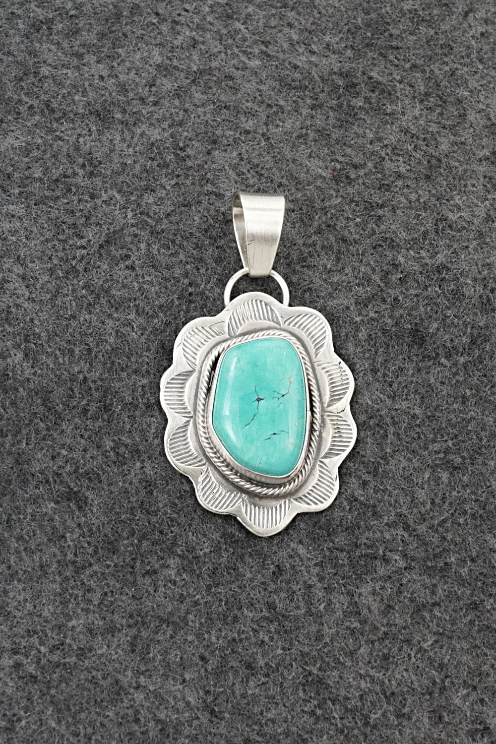 Turquoise & Sterling Silver Pendant - Cordell Platero