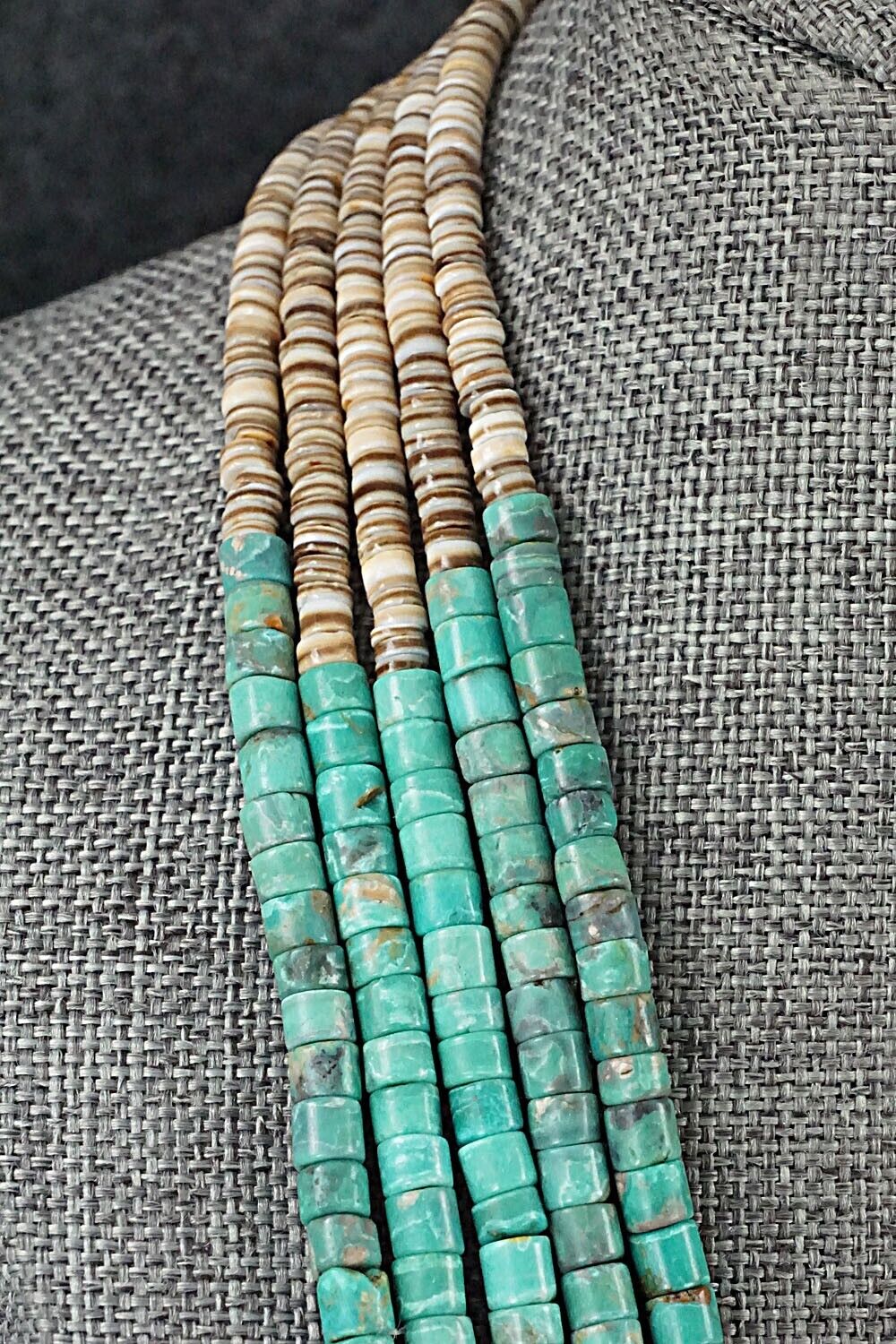 Turquoise, Shell & Sterling Silver Necklace - Joe Garcia