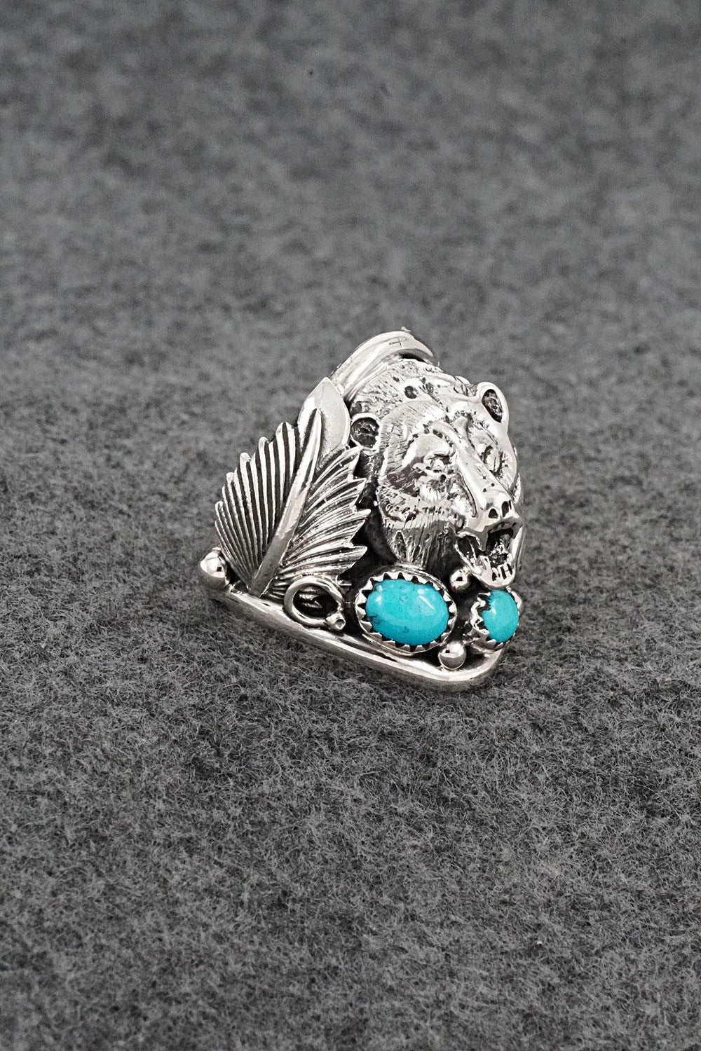 Turquoise & Sterling Silver Ring - Darrell Morgan - Size 10.75