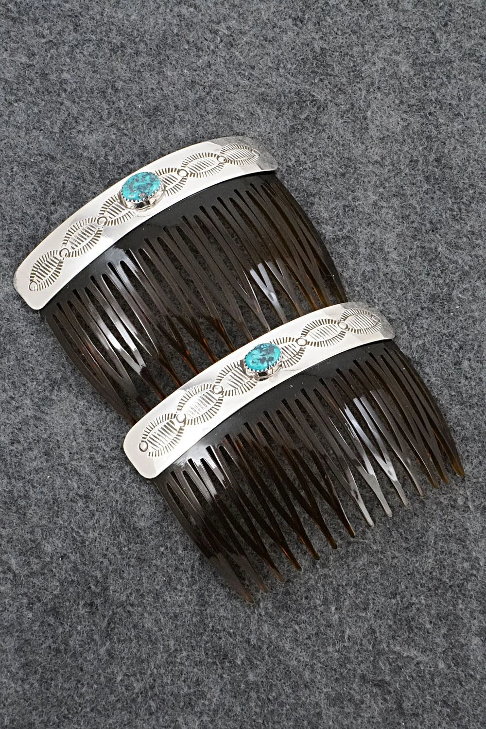 Turquoise & Sterling Silver Hair Combs - Joann Silver
