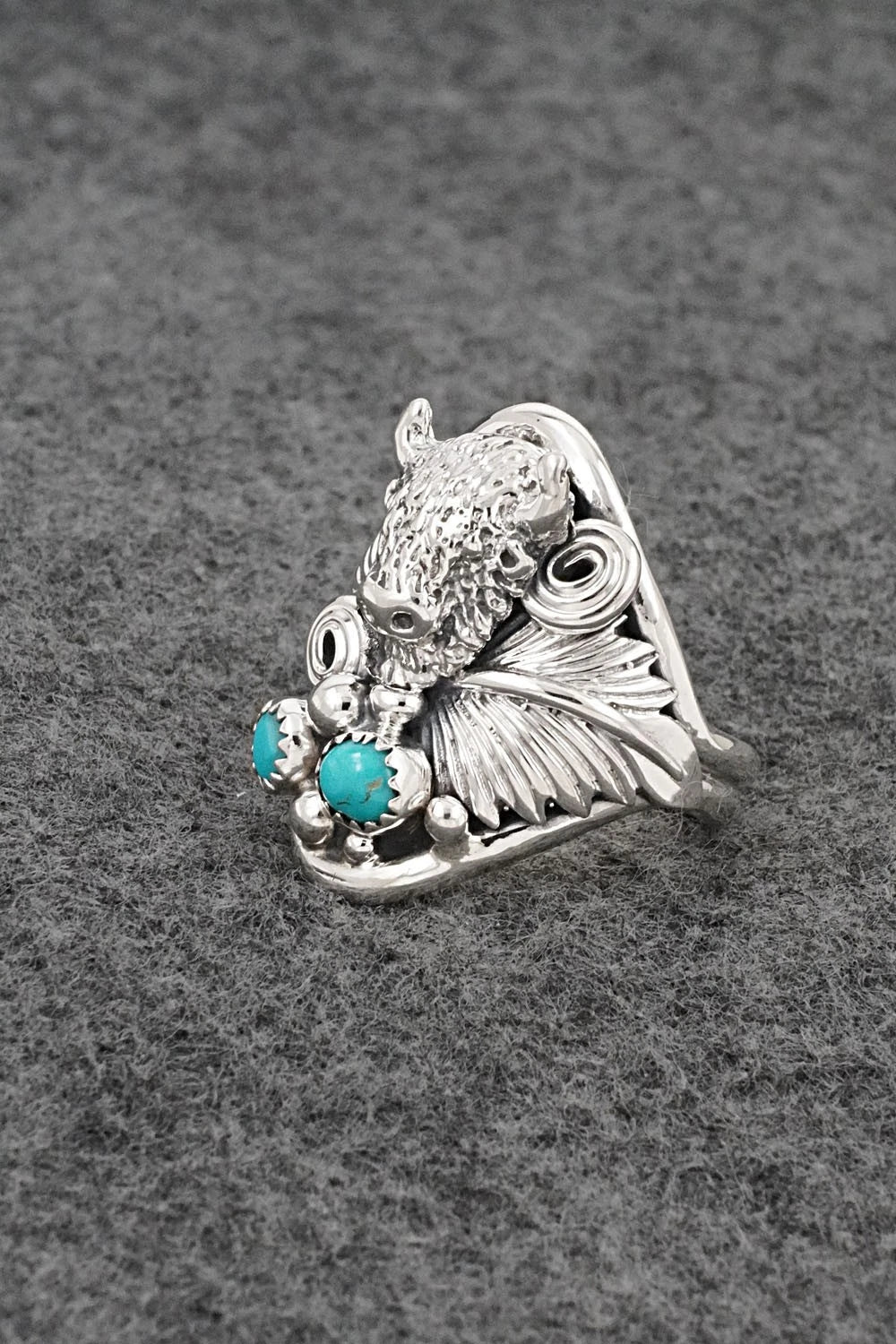 Turquoise & Sterling Silver Ring - Darrell Morgan - Size 9.5