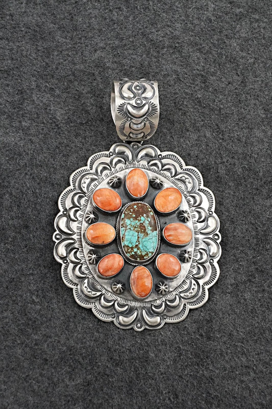 Turquoise, Spiny Oyster & Sterling Silver Pendant - Randy Boyd