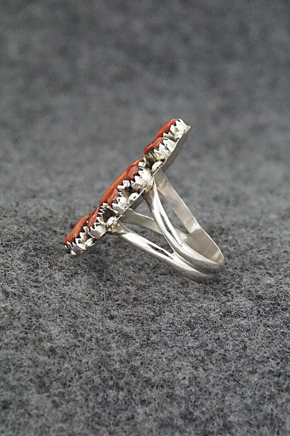 Coral & Sterling Silver Ring - George Gasper - Size 7