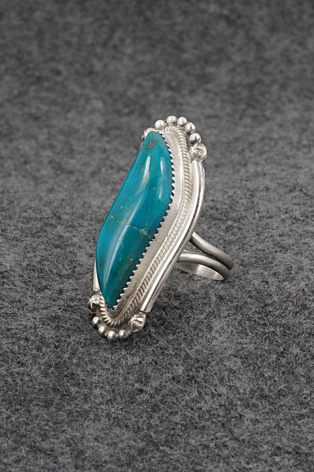Turquoise & Sterling Silver Ring - Leslie Nez - Size 10.5