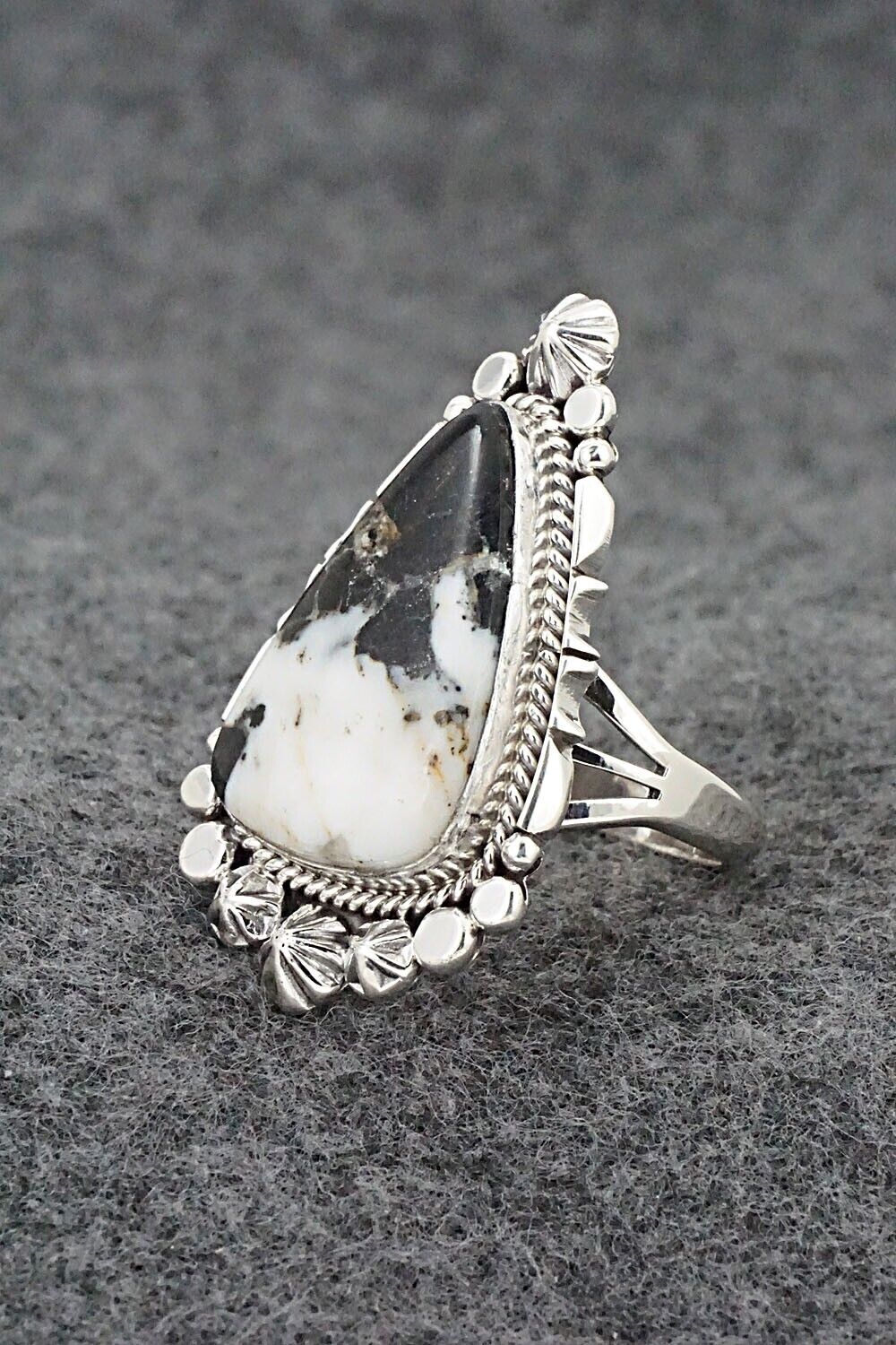 White Buffalo & Sterling Silver Ring - Daniel Benally - Size 8