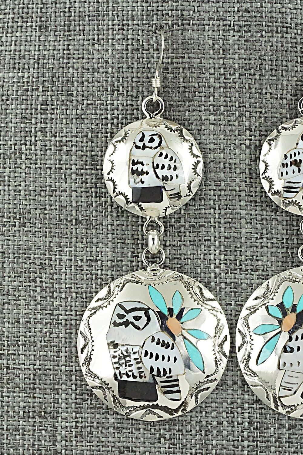 Multi Stone & Sterling Silver Earrings - Quintin Quam Sr.