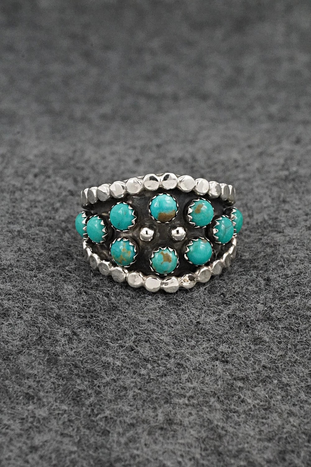 Turquoise & Sterling Silver Ring - Kenny Lonjose - Size 8.5