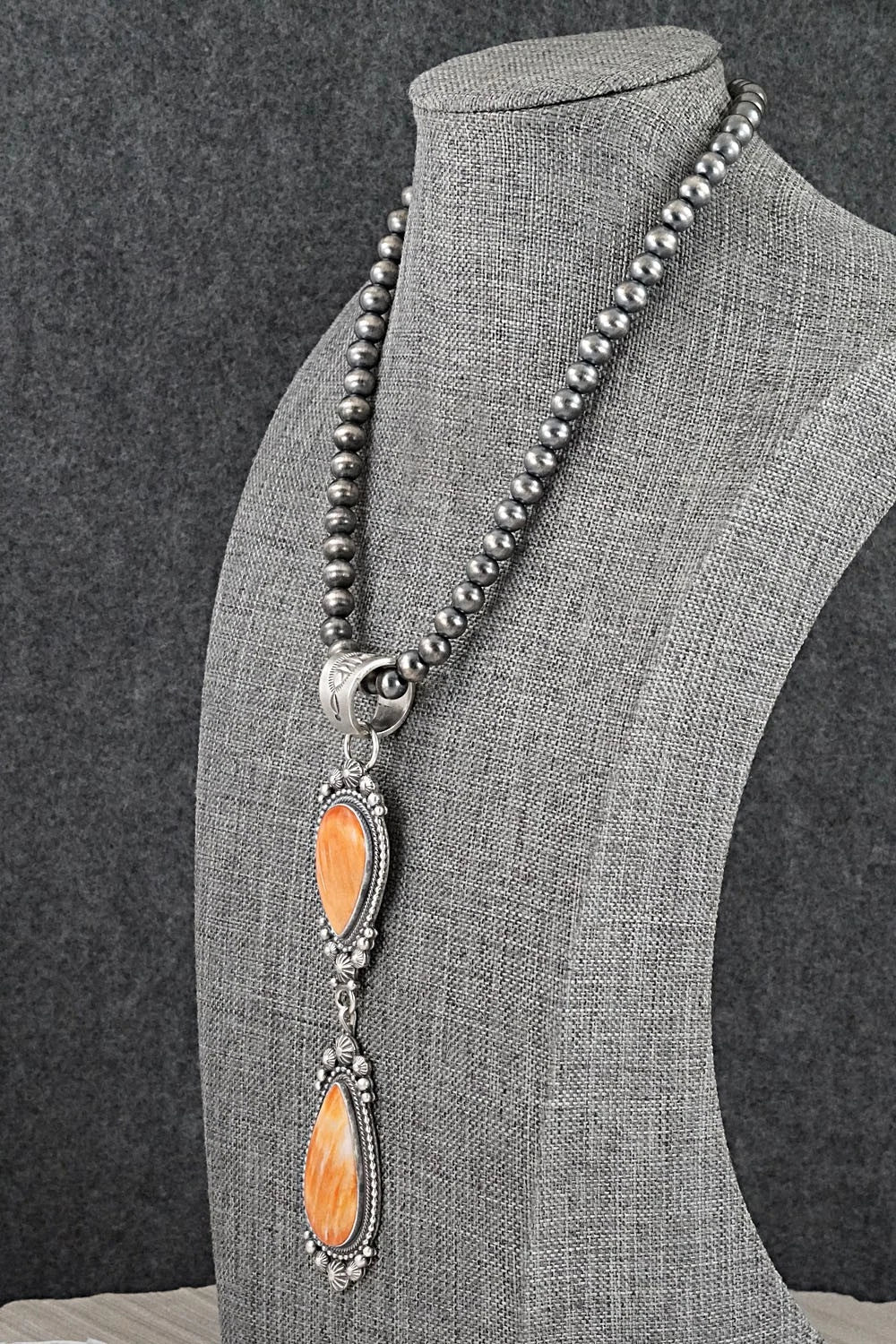 Spiny Oyster & Sterling Silver Necklace - Tom Lewis