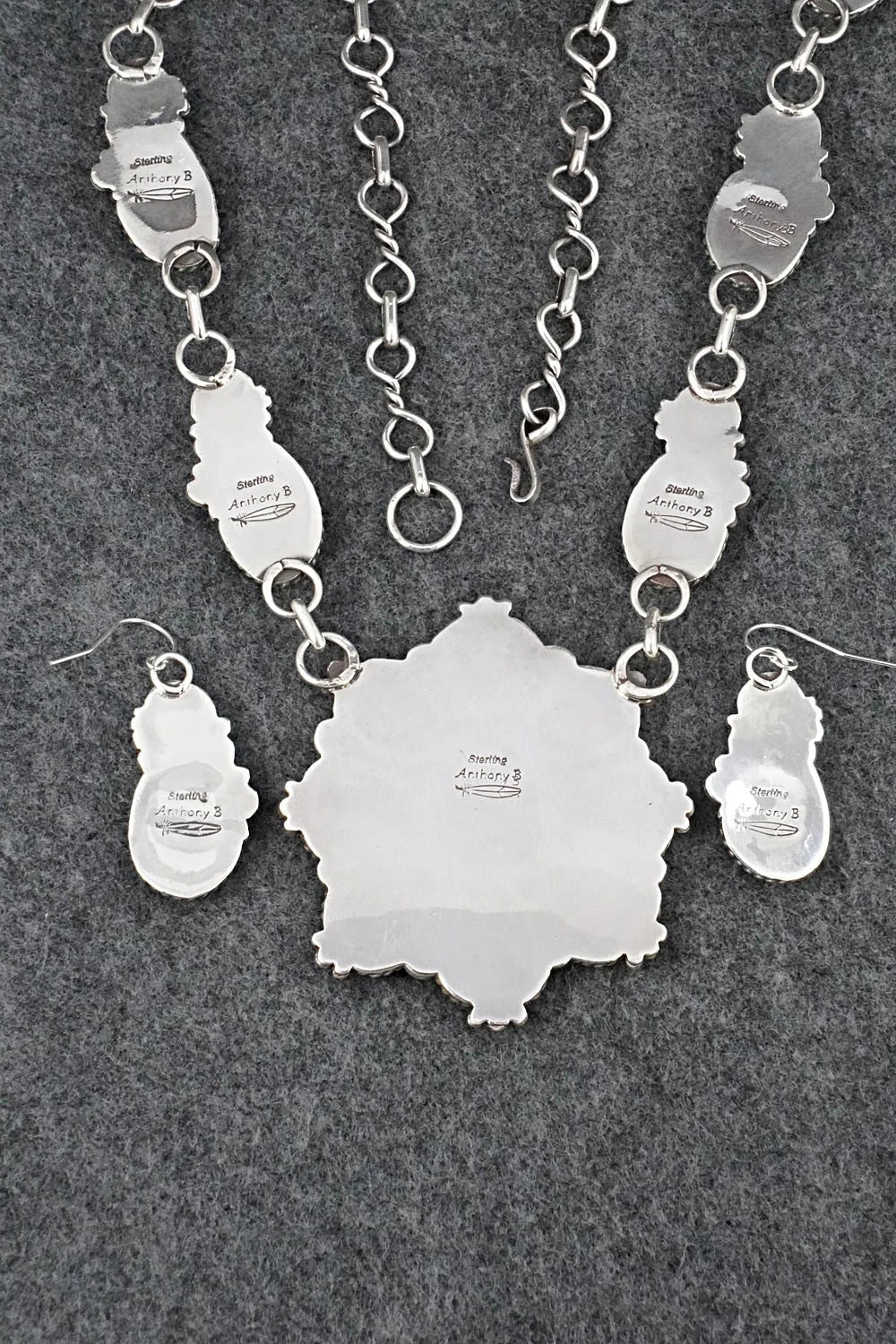 Turquoise & Sterling Silver Necklace and Earrings Set - Anthony Brown