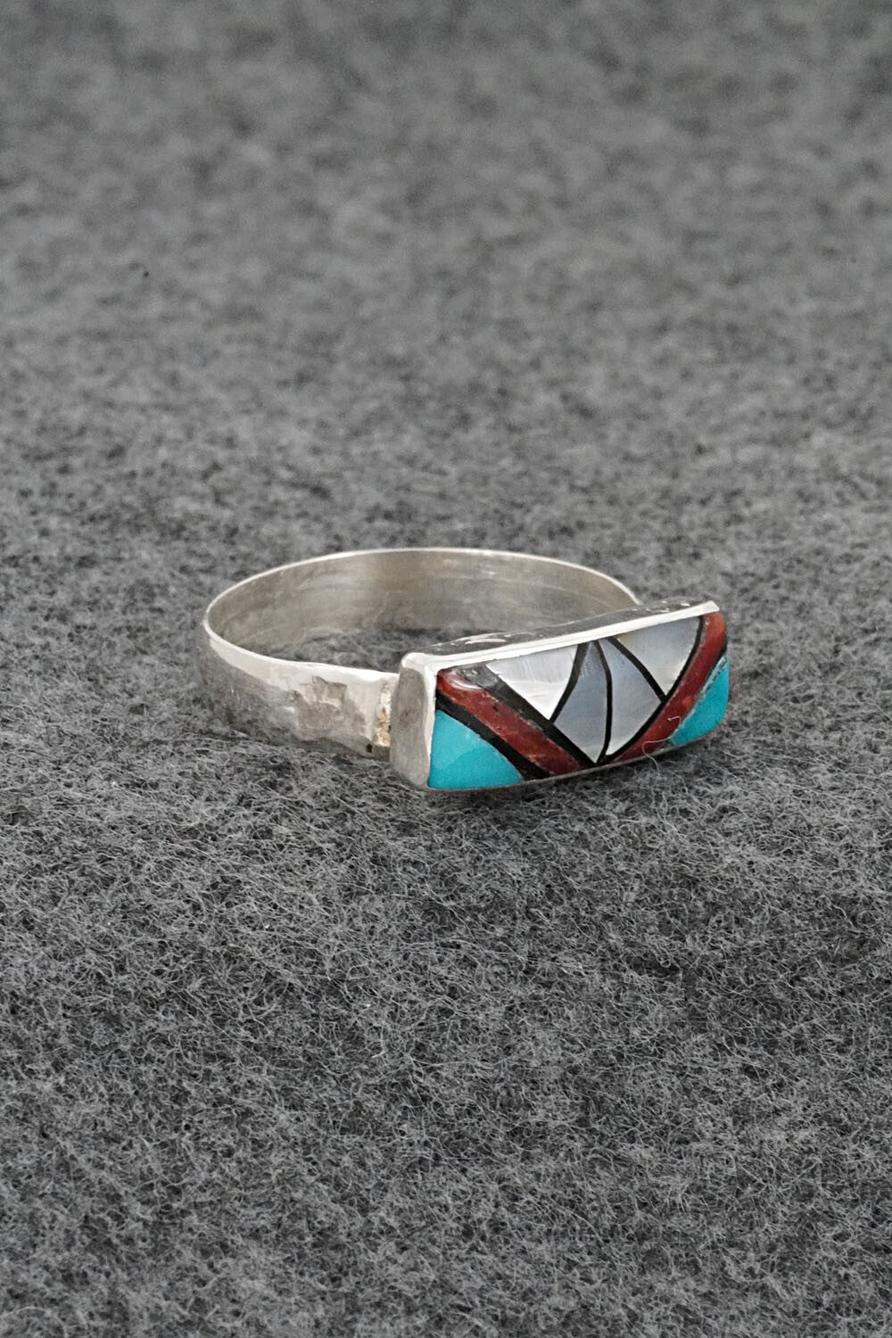 Multi-Stone & Sterling Silver Inlay Ring - Ola Eriacho - Size 11