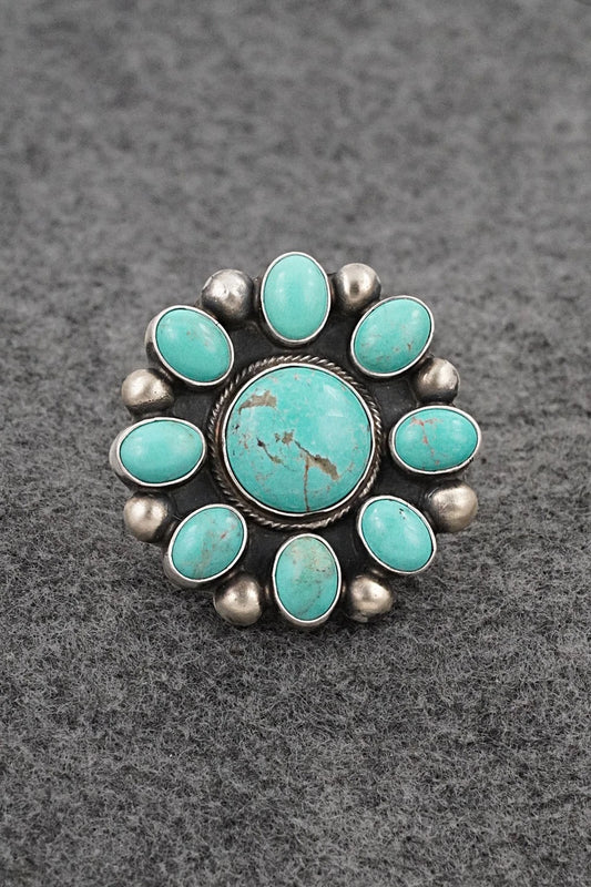 Turquoise & Sterling Silver Ring - Kathleen Livingston - Size Adjustable