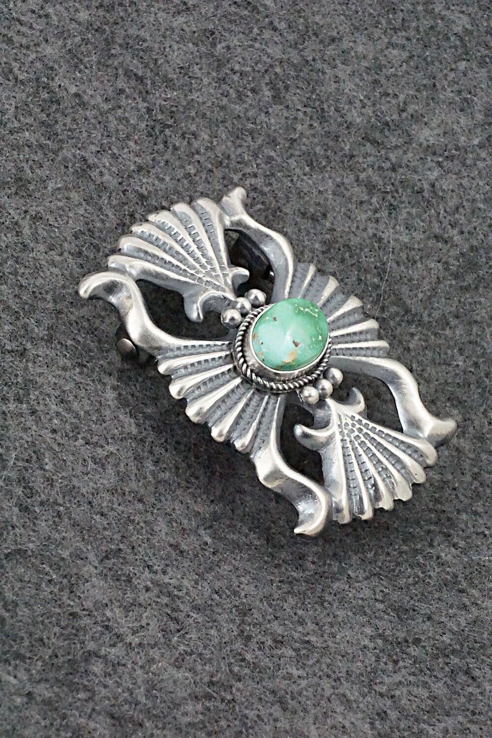Turquoise & Sterling Silver Belt Buckle - Harrison Bitsue
