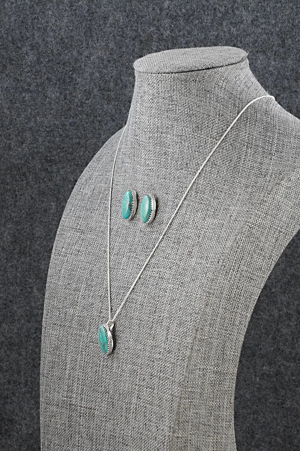 Turquoise & Sterling Silver Necklace and Earrings Set - Murray Hannaweeka