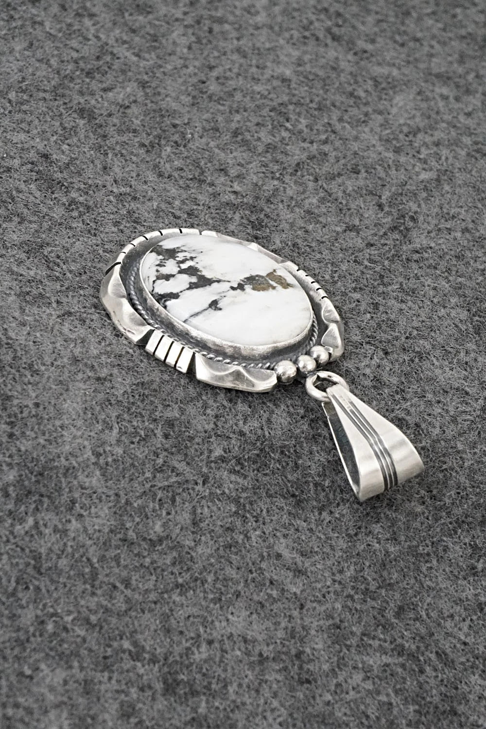White Buffalo & Sterling Silver Pendant - Samuel Yellowhair