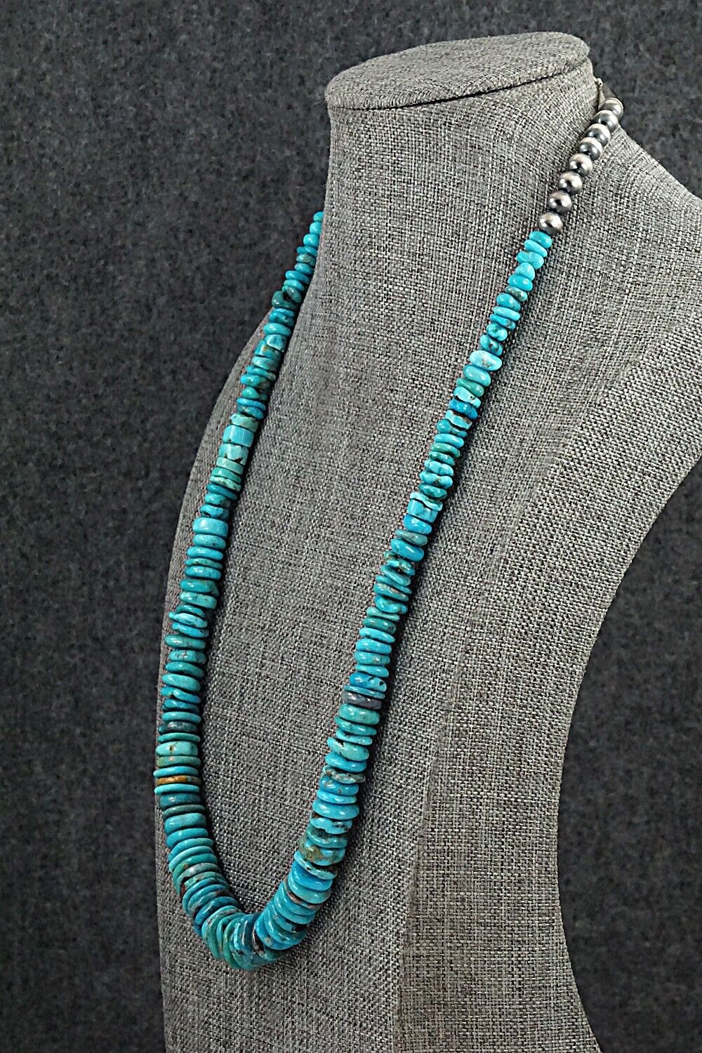 Turquoise & Sterling Silver Necklace 22" - Doreen Jake