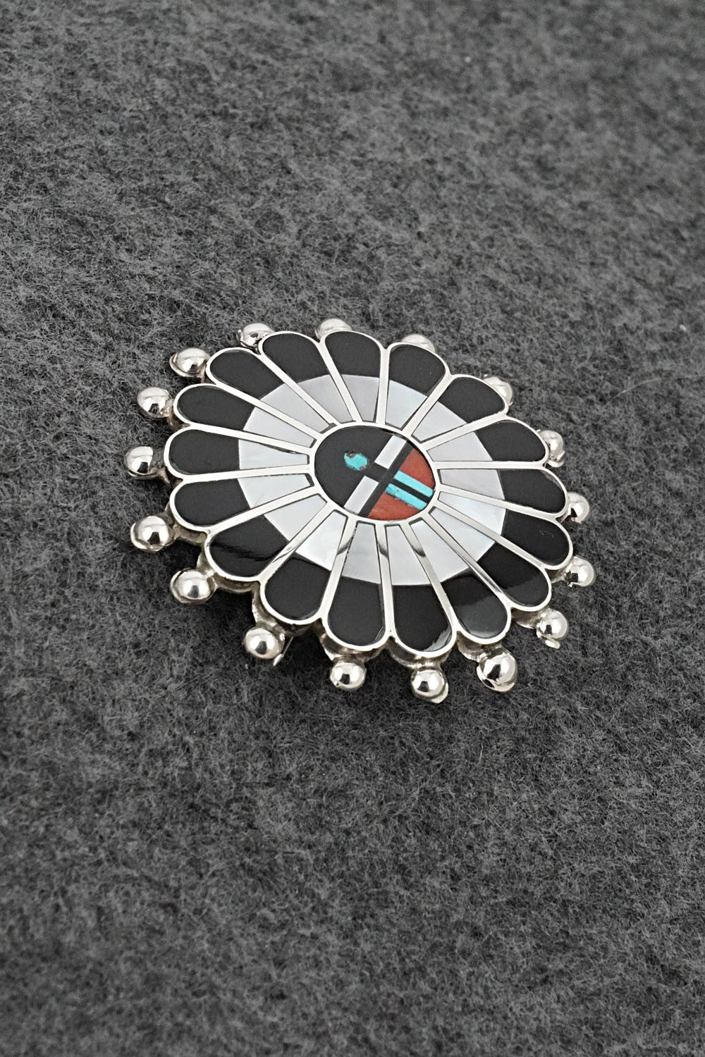 Multi-Stone & Sterling Silver Inlay Pendant/Pin - April Unkestine