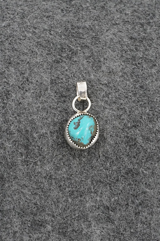 Turquoise, Coral & Sterling Silver Pendant - Priscilla Reeder