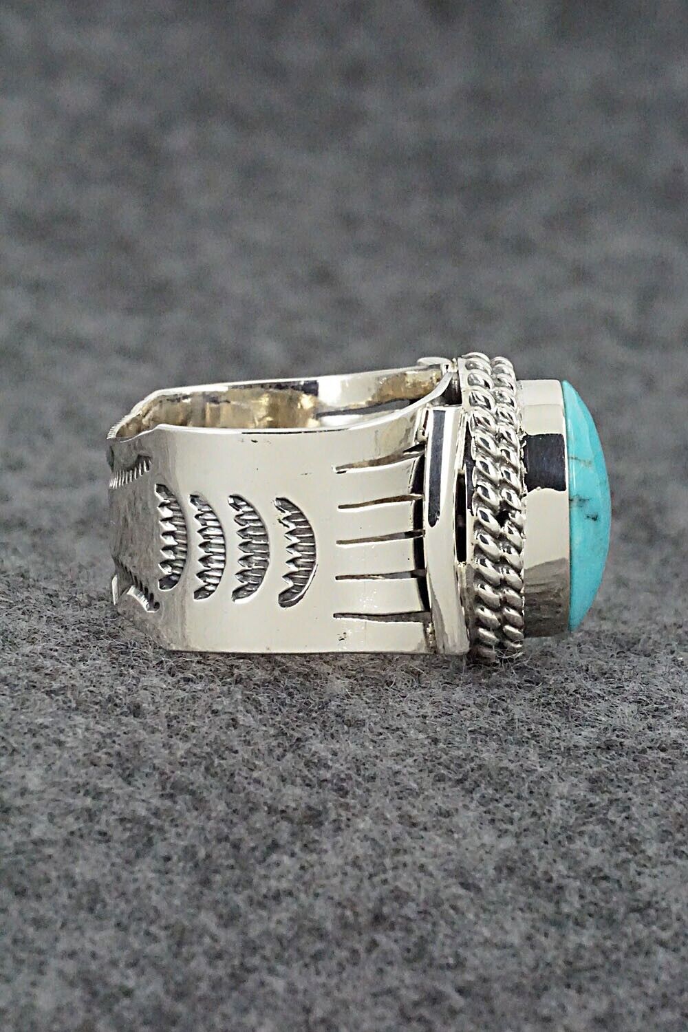 Turquoise and Sterling Silver Ring - Bucky Belin - Size 12
