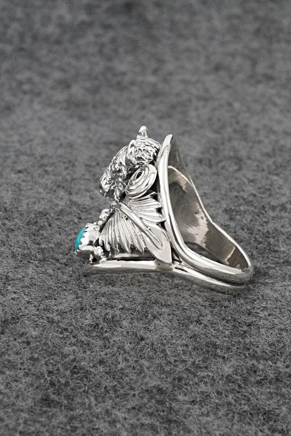 Turquoise & Sterling Silver Ring - Darrell Morgan - Size 13.5