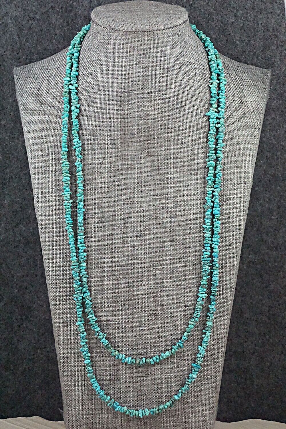 Turquoise & Sterling Silver Necklace 50" - Doreen Jake