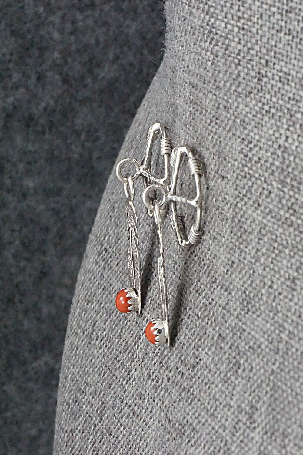 Coral and Sterling Silver Earrings - Sharon McCarthy