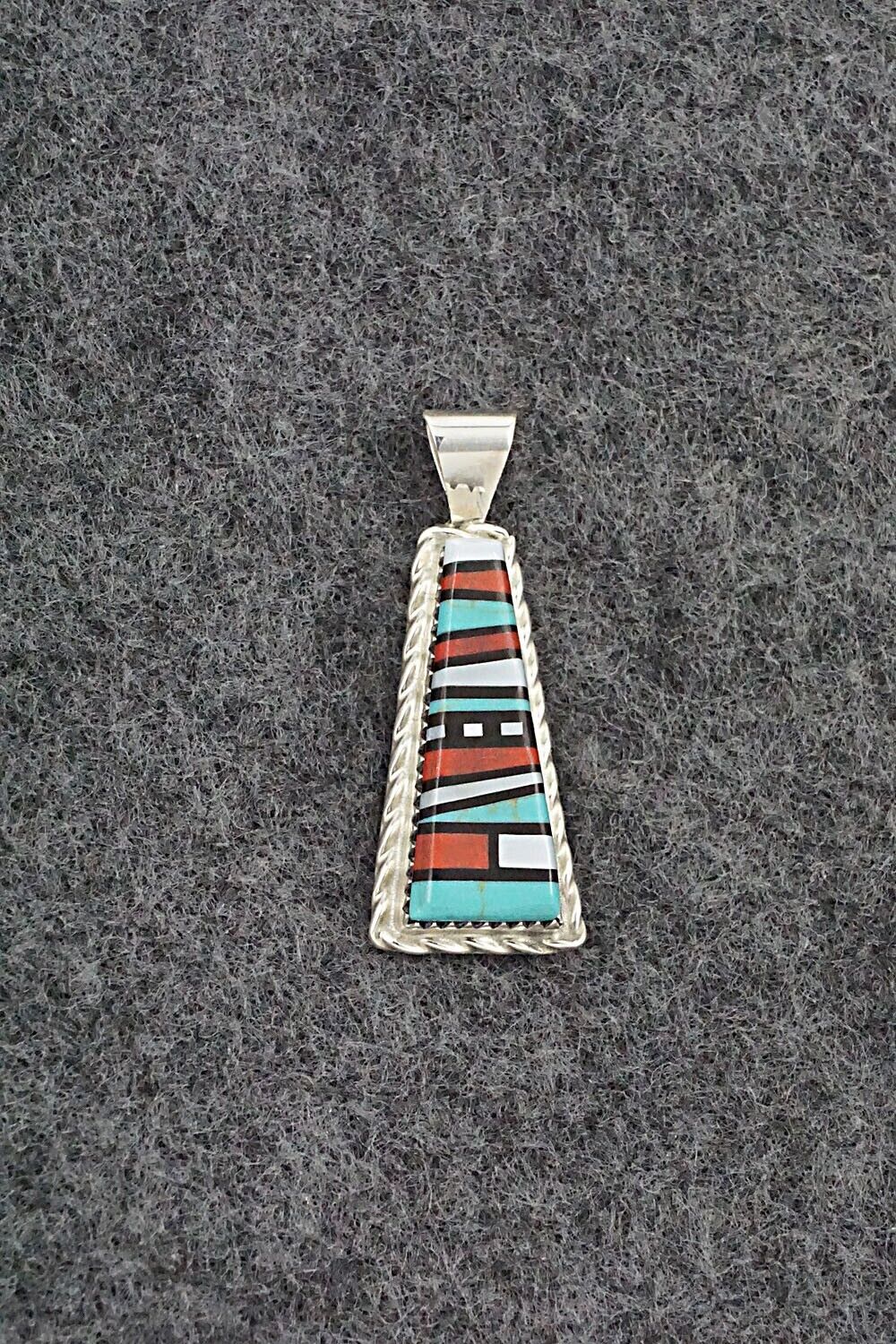 Multi Stone & Sterling Silver Pendant - Victor Martza