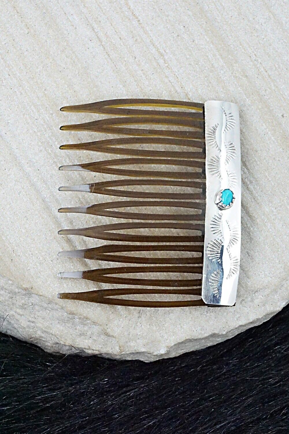 Turquoise & Sterling Silver Hair Combs - Randall Dalgai