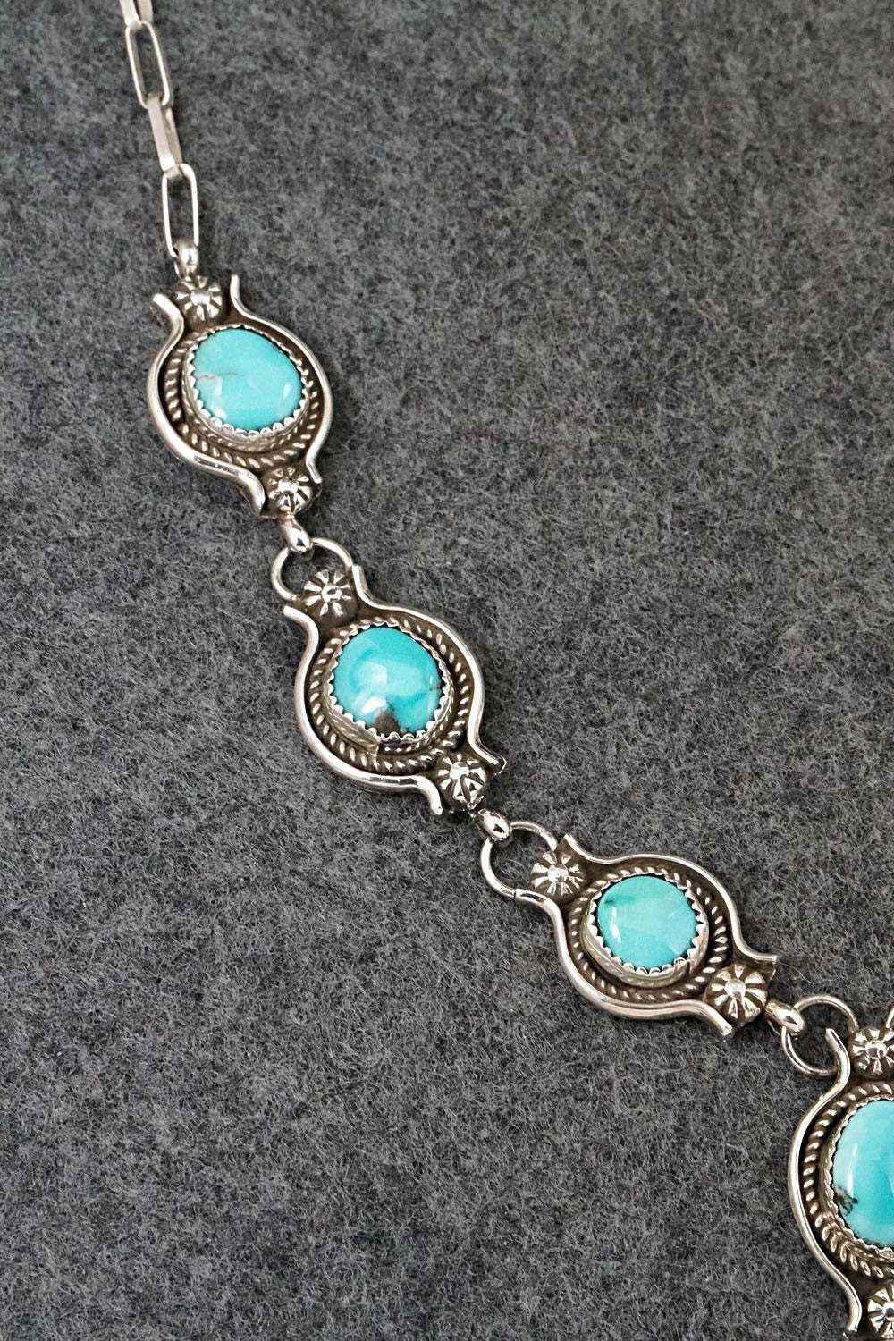Turquoise & Sterling Silver Necklace and Earrings Set - Phil Nez