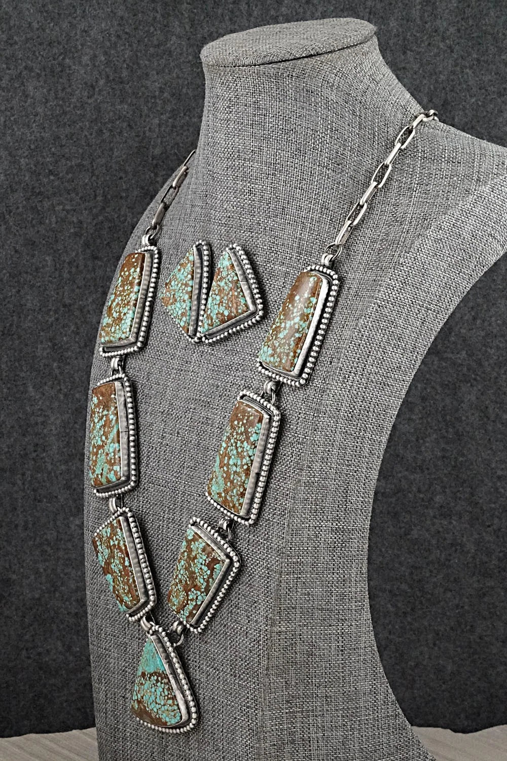 Turquoise & Sterling Silver Necklace and Earrings Set - Darrin Livingston