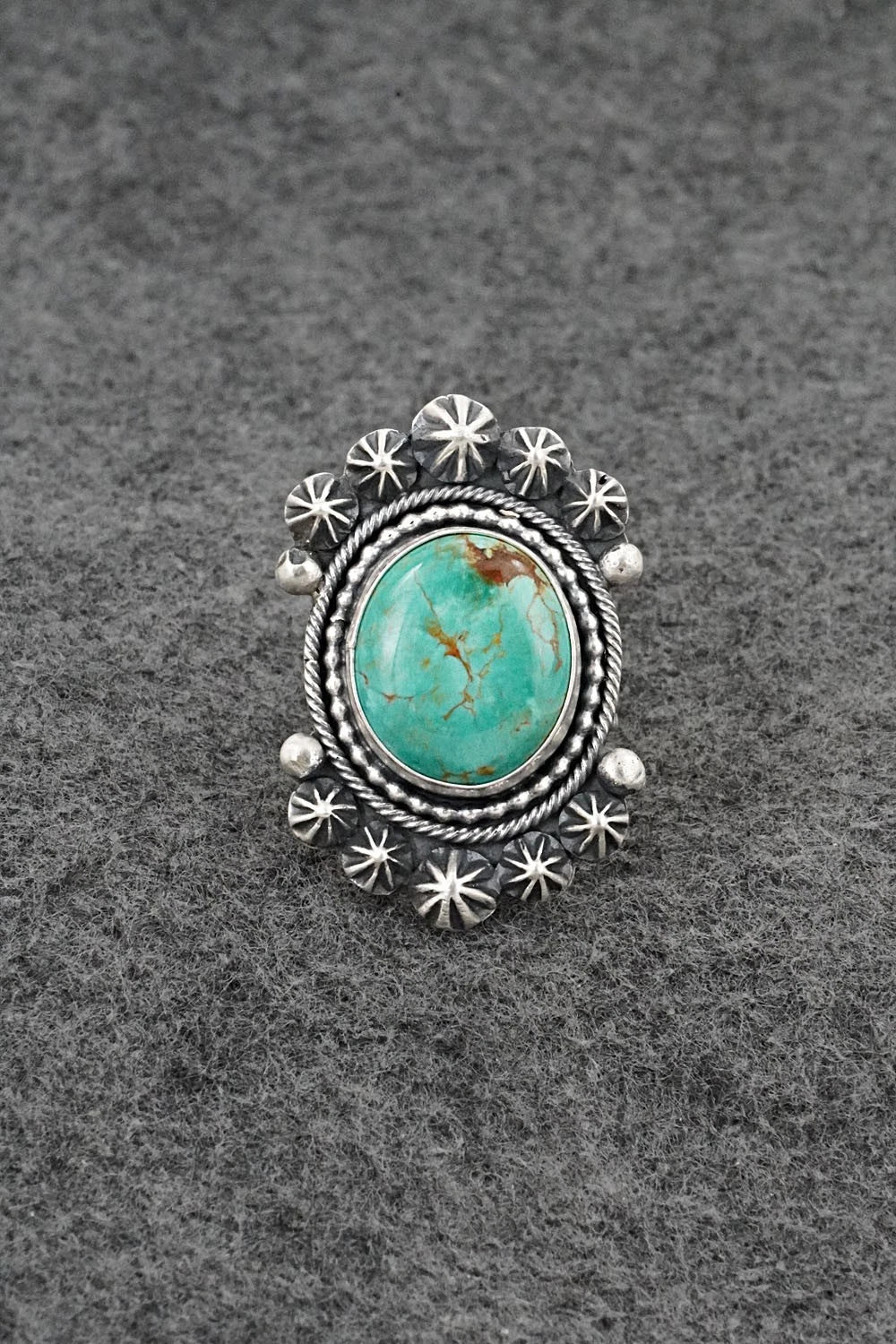 Turquoise & Sterling Silver Ring - Cordell Platero - Size Adjustable