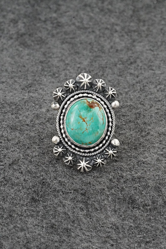 Turquoise & Sterling Silver Ring - Cordell Platero - Size Adjustable