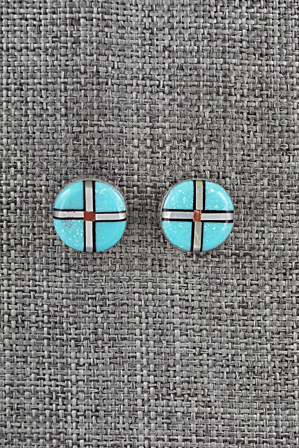 Multi-Stone & Sterling Silver Inlay Earrings - Curley Luarkie