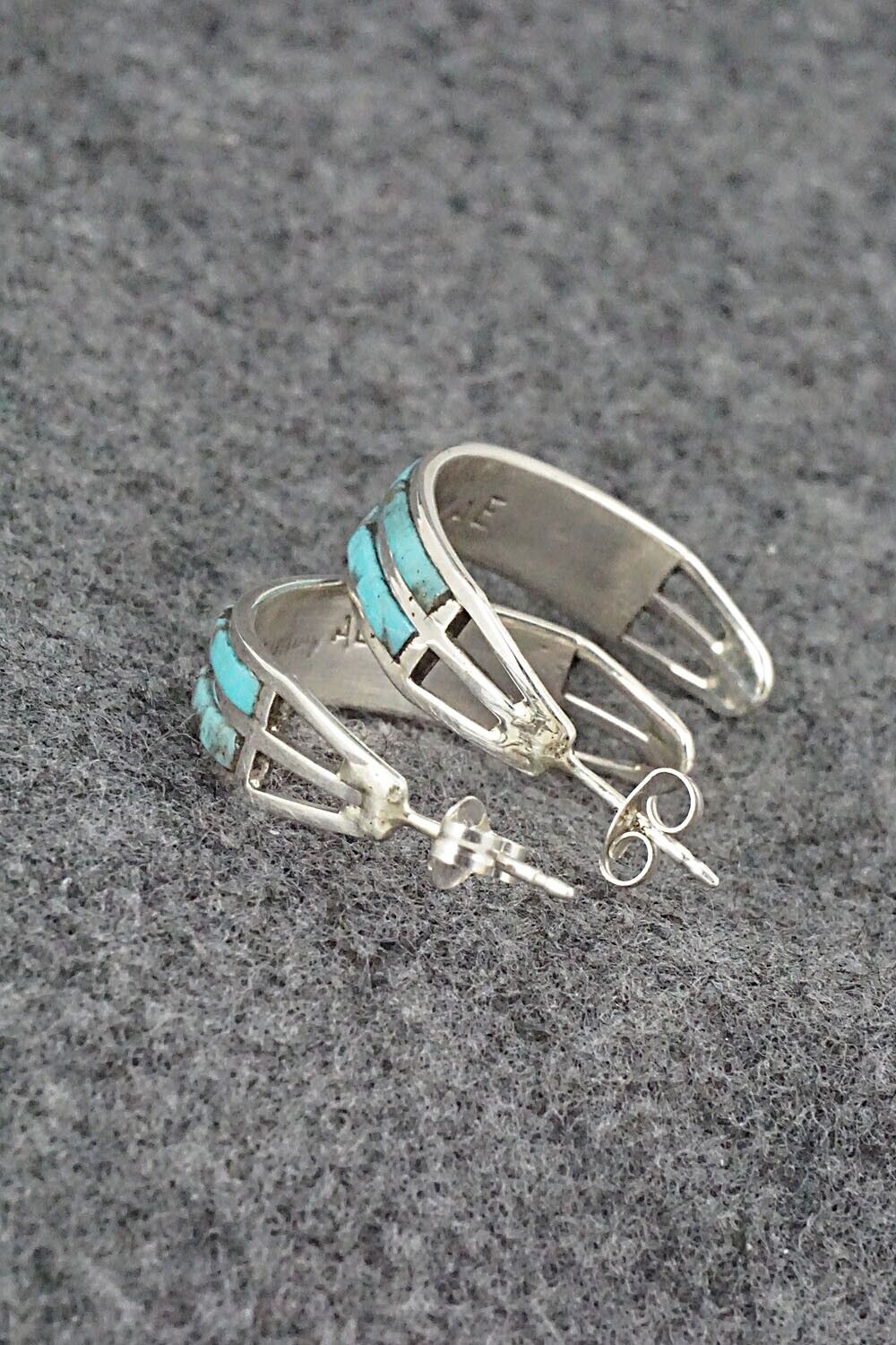 Turquoise & Sterling Silver Hoop Earrings - Andrew Enrico