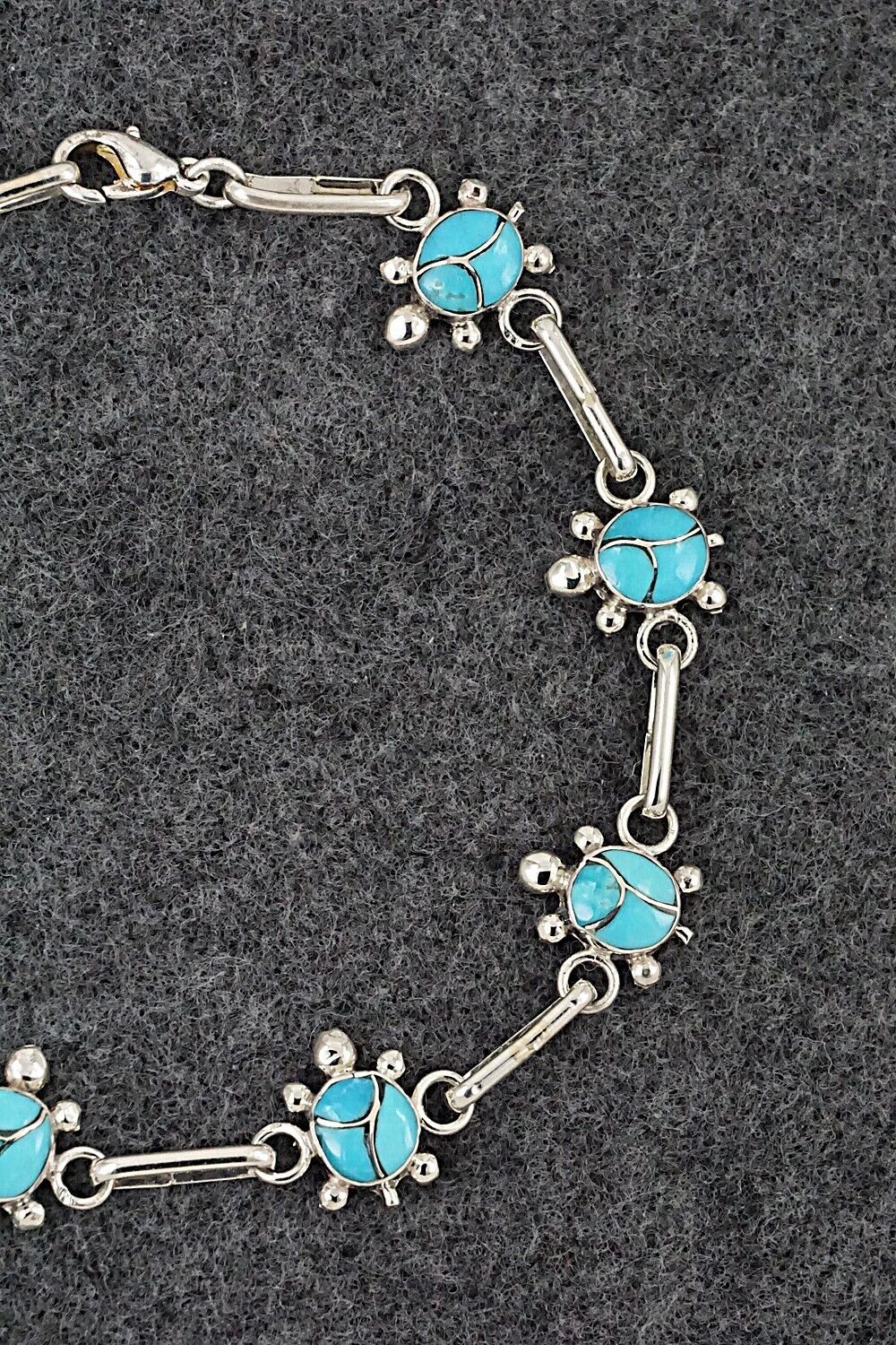 Turquoise & Sterling Silver Link Bracelet - Rebecca Lalio