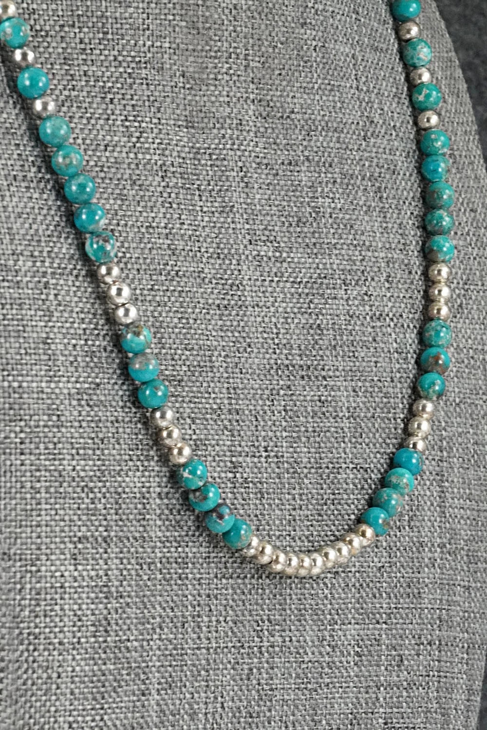 Turquoise & Sterling Silver Necklace 18" - Doreen Jake