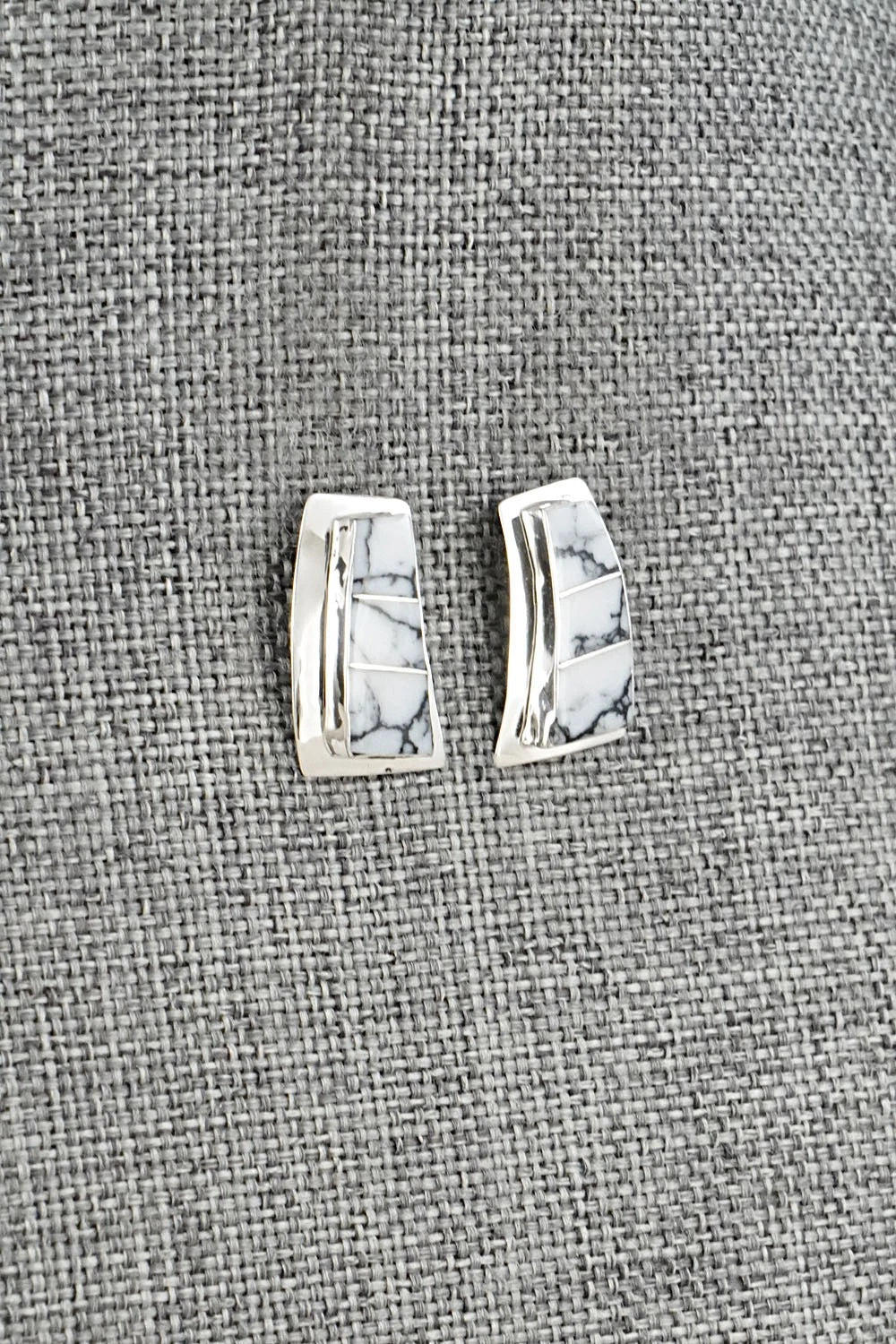 White Buffalo & Sterling Silver Earrings - Nathaniel Johnson