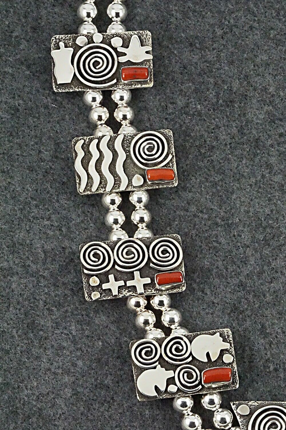 Coral & Sterling Silver Squash Blossom Set - Alex Sanchez