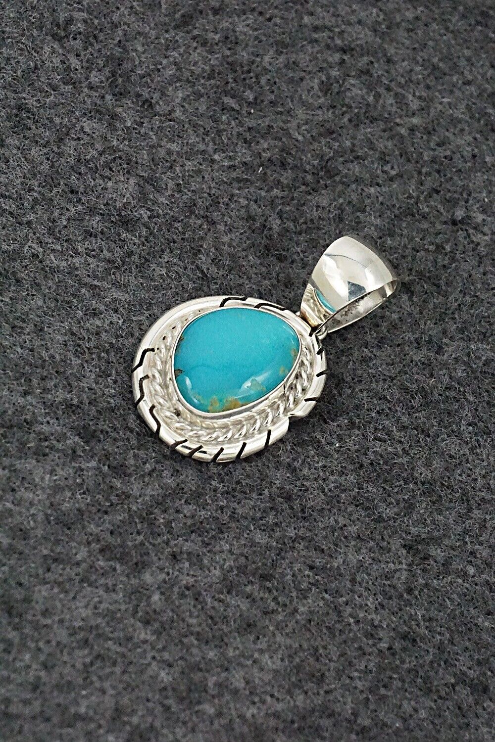 Turquoise & Sterling Silver Pendant - Johnny Frank