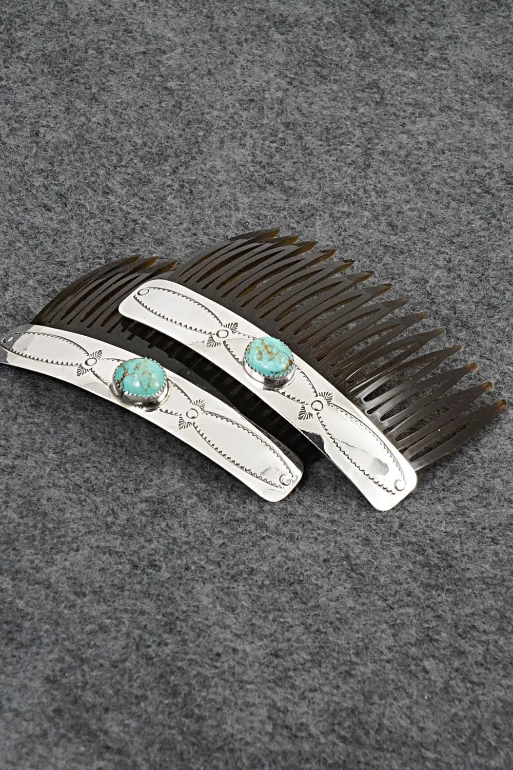 Turquoise & Sterling Silver Hair Combs - Jolene Begay
