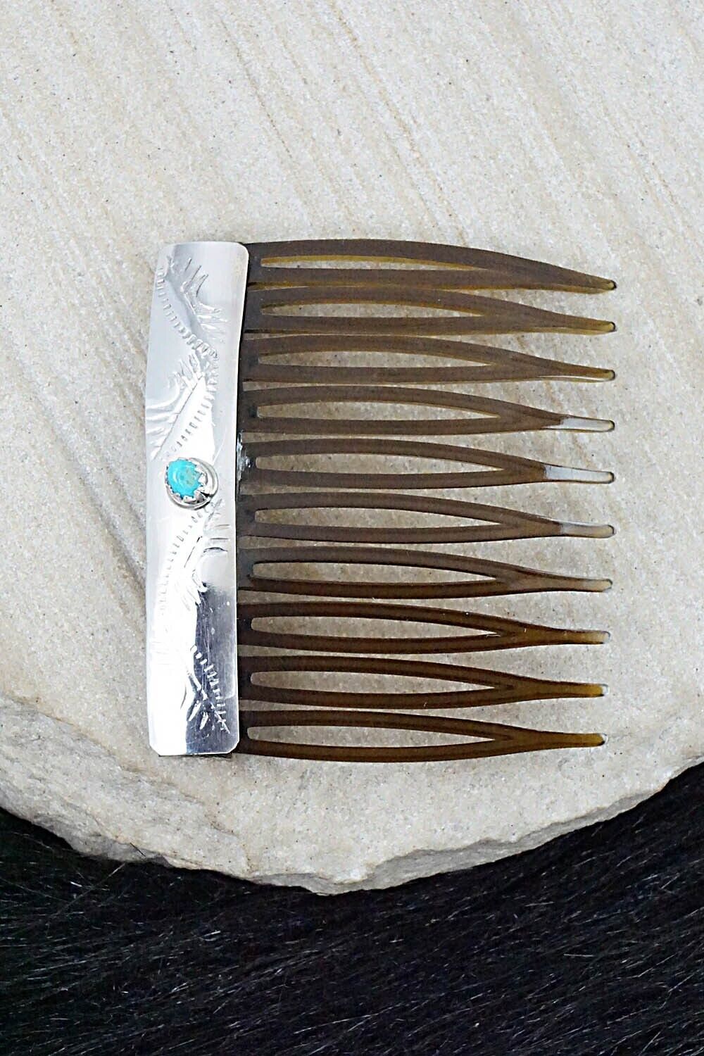 Turquoise & Sterling Silver Hair Combs - Randall Dalgai
