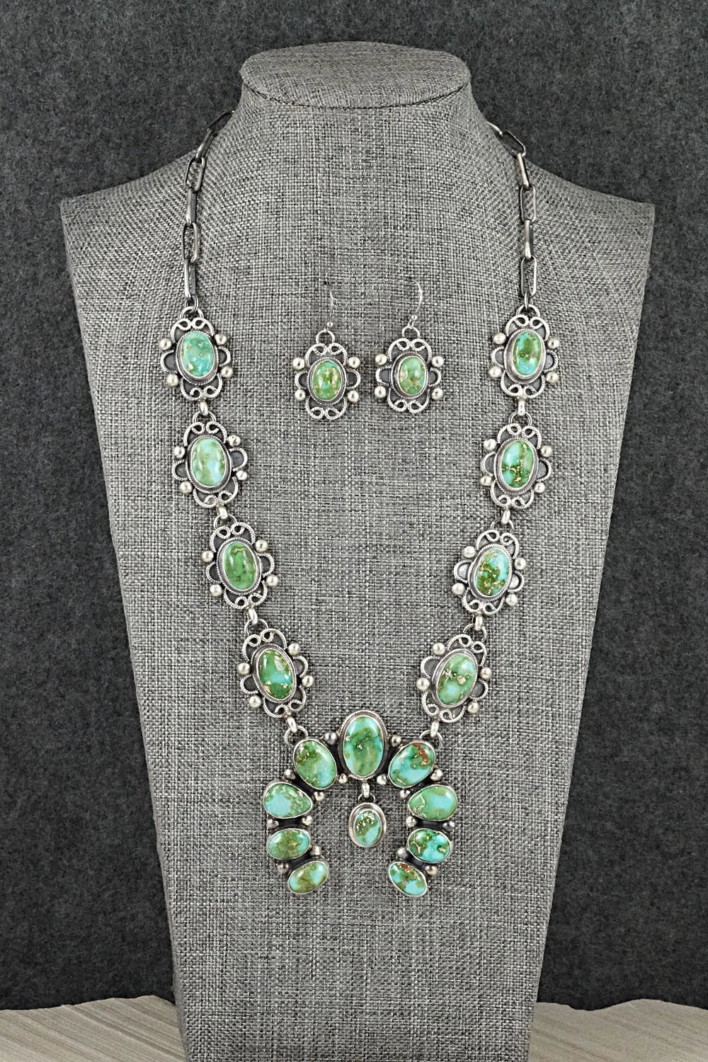 Turquoise & Sterling Silver Squash Blossom Set - Kathleen Livingston