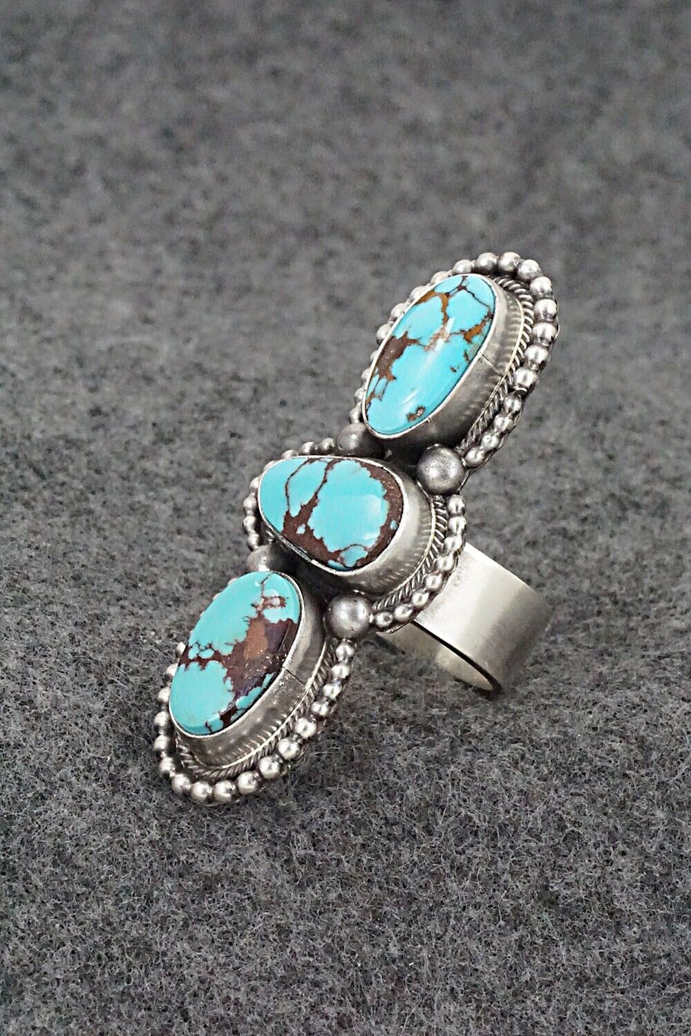 Turquoise & Sterling Silver Ring - Darrin Livingston - Size 9 Adj.