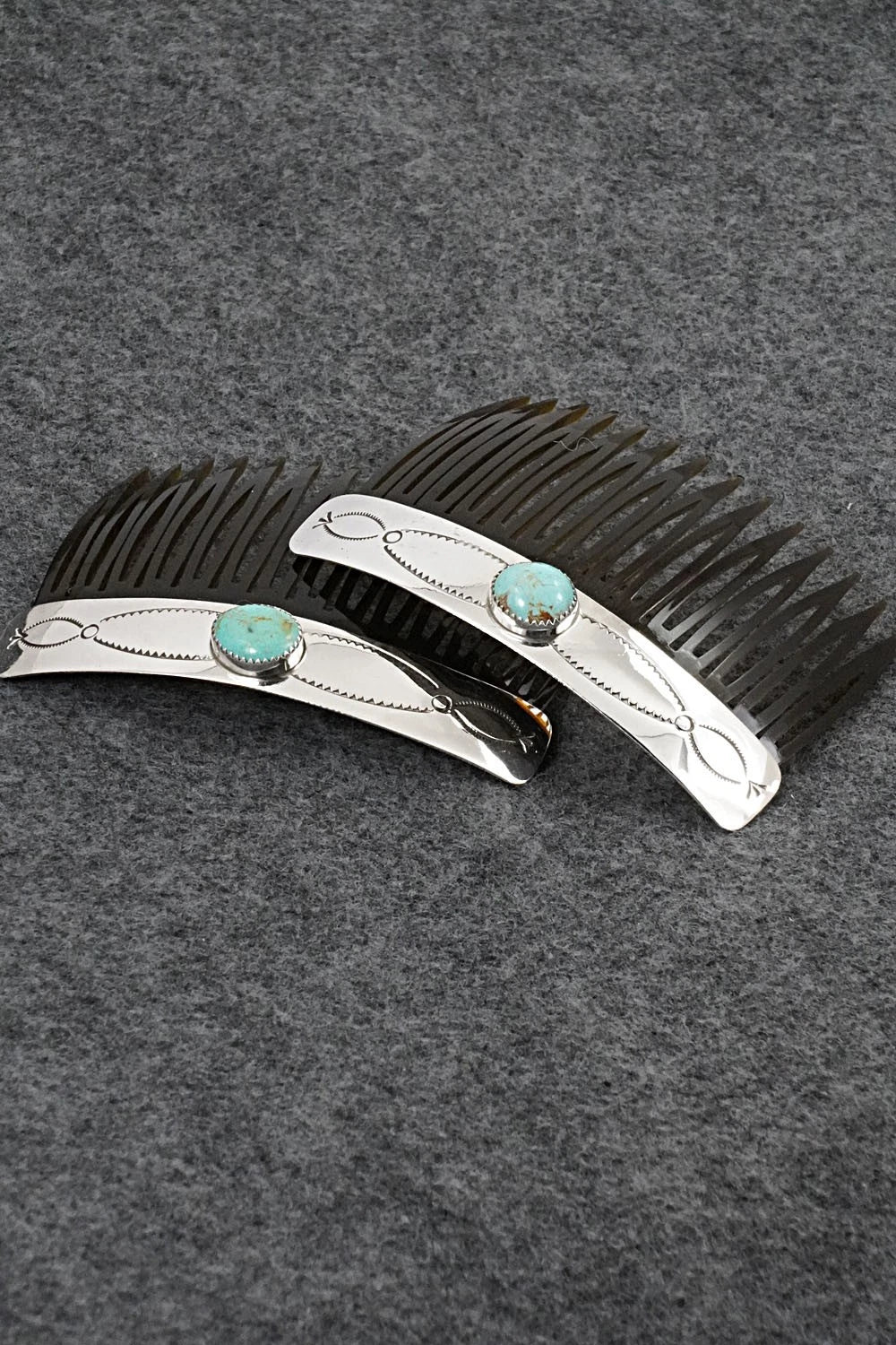 Turquoise & Sterling Silver Hair Combs - Jolene Begay