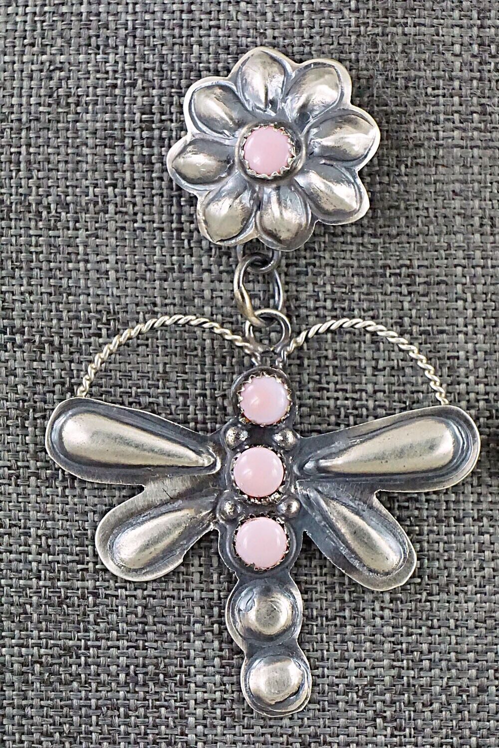 Pink Conch Shell & Sterling Silver Earrings - Gabrielle Yazzie