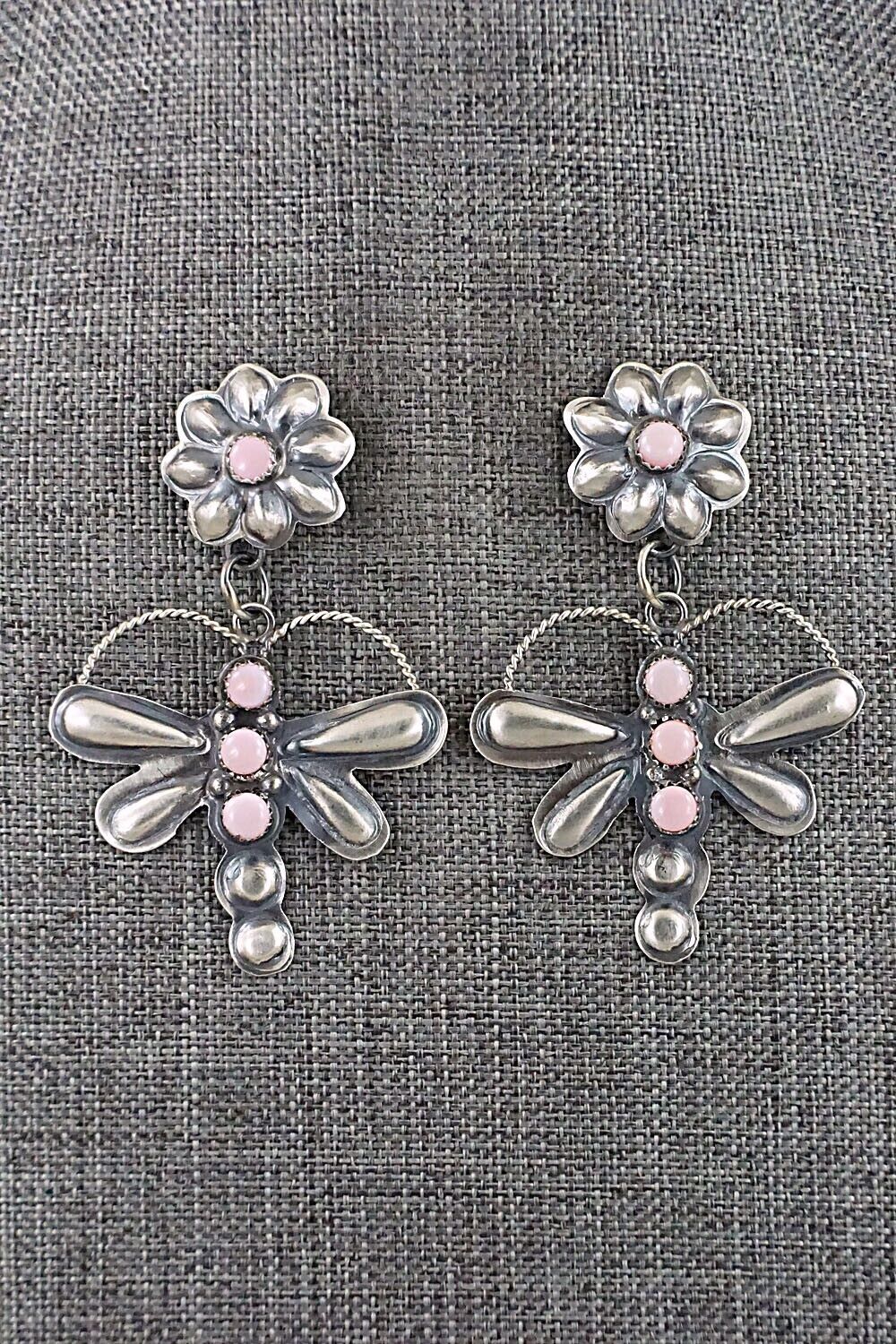 Pink Conch Shell & Sterling Silver Earrings - Gabrielle Yazzie